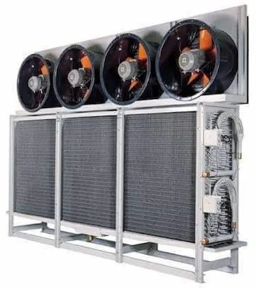Industrial IQF tunnel evaporator — high-density design achieving −42°C evaporation temperature for rapid freezing